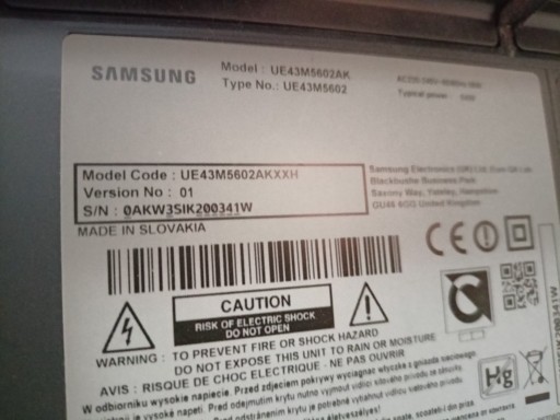 Zdjęcie oferty: Telewizor Samsung UE43M5602 zbity