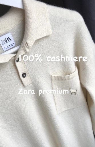 Zdjęcie oferty: Sweter polo Zara 100% kaszmir kremowy cos arket hm