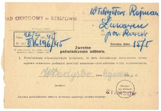 Zdjęcie oferty: Strażów (k.Rzeszowa) - stempel prowizor. 1945 r. 