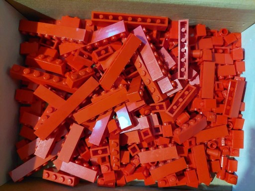 Zdjęcie oferty: LEGO czerwone brick cienkie 0,1kg MIX 100g