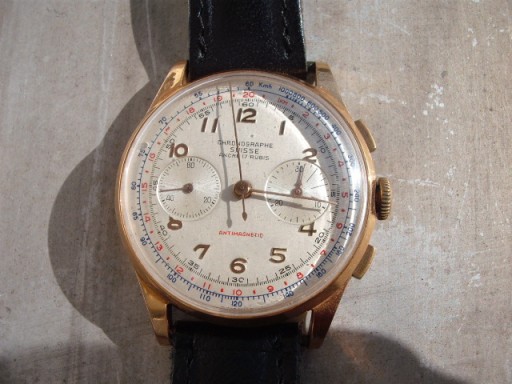 Zdjęcie oferty: złoty zegarek Chronograph Suisse 17 rubis 18K