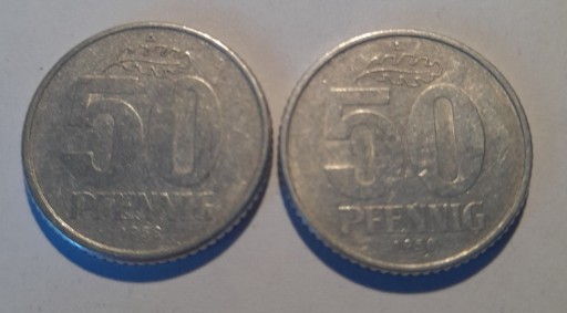 Zdjęcie oferty: Zestaw 2 x 50 pfennig DDR z 1958 mennica A