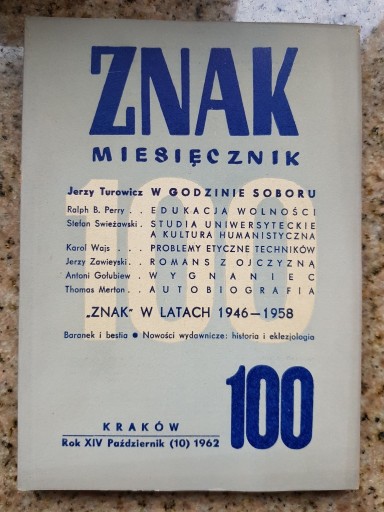 Zdjęcie oferty: Znak miesięcznik nr 100 "Znak" w latach 1946-1958