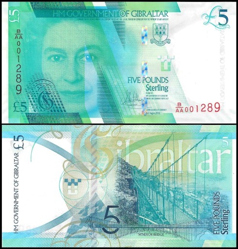 Zdjęcie oferty: * GIBRALTAR 5 funtów 2020 P-42 stan UNC B/AA