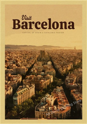 Zdjęcie oferty: PIĘKNY plakat vintage BARCELONA Hiszpania