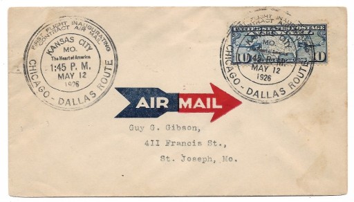 Zdjęcie oferty: Pierwszy lot USA 12.5.1926 Kansas C. - St. Joseph