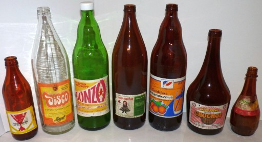 Zdjęcie oferty: 7 butelek (DISCO, GONZO, oranżada, itp.) z PRL !!!