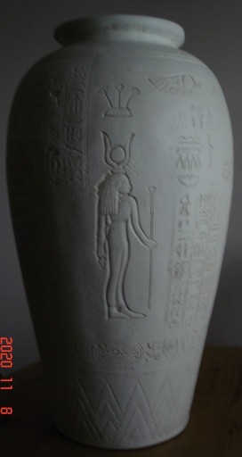 Zdjęcie oferty: Wazon/waza styl staroegipskim wys.66cm kolor ecru