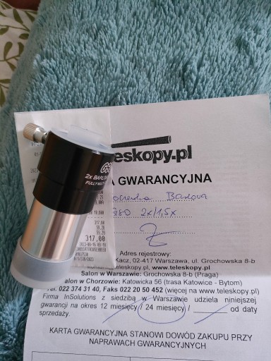 Zdjęcie oferty: Soczewka Barlowa GSO 2x i 1,5x (2 w 1)