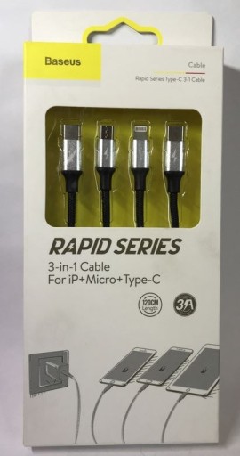 Zdjęcie oferty:  Kabel 3w1 USB-C szybkie ładowanie 3A BASEUS oplot