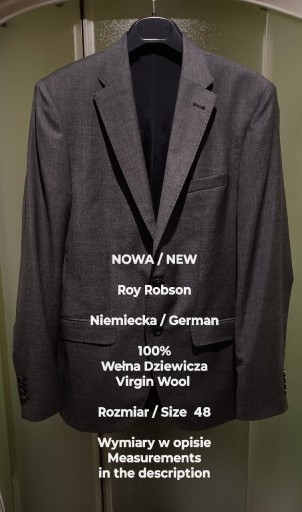 Zdjęcie oferty: NOWA  Roy Robson  Niemiecka marynarka z tkaniny wełnianej, Rozmiar 48