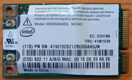 Zdjęcie oferty: Karta WiFi Intel WM3945ABG MOW2