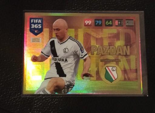 Zdjęcie oferty: Panini FIFA 365 Adrenalyn 2017 Pazdan Limited 