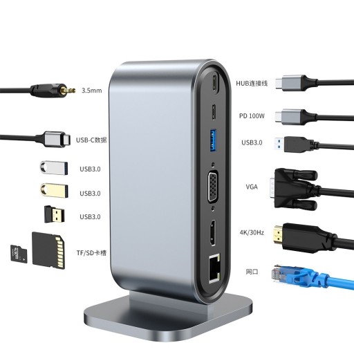 Zdjęcie oferty: ROZGAŁĘZIACZ USB HUB PRZEJŚCIÓWKA USB-C 12w1 4xUSB HDMI SD VGA JACK LAN