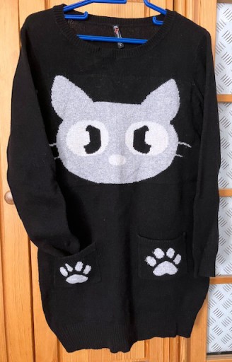 Zdjęcie oferty: Długi miękki sweter tunika z kotkiem S/M OKAZJA!!!