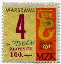 Zdjęcie oferty: Warszawa - Bilet MZK, kwota: 100zł - 4.1971