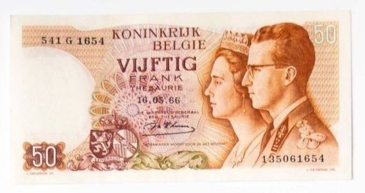 Zdjęcie oferty: Banknot 50 franków - Belgia 1966 P.139