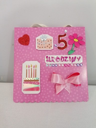 Zdjęcie oferty: Kartka na 5 urodziny dla dziewczynki ręcznie robio