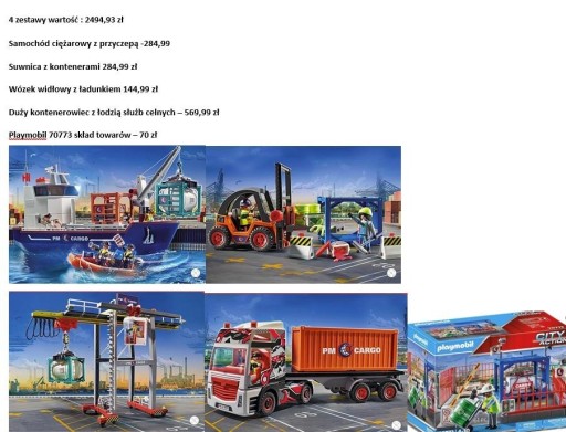 Zdjęcie oferty: Playmobil Duży kontenerowiec 70769 +4 inne zestawy