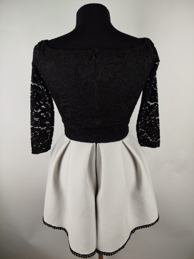 Zdjęcie oferty: Sukienka z koronką 3/4 czarno biała S.Moriss XS
