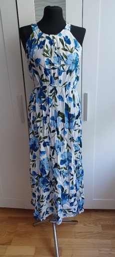 Zdjęcie oferty: Sukienka maxi biała w niebieskie kwiaty r. M/L