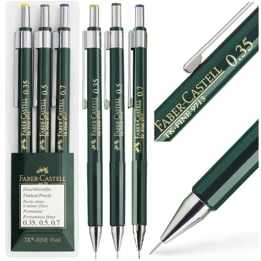 Zdjęcie oferty: Zestaw ołówków automatycznych FABER-CASTELL TK-Fine 9760 3 szt 0,35 0,5 0,7