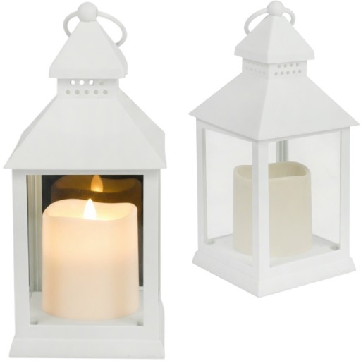 Zdjęcie oferty: Lampion Latarenka Ze Świecą LED Dekoracyjna Latarnia 27 cm Biała