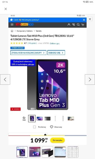 Zdjęcie oferty: SUPER TABLET LENOVO M10 PLUS.4/128GB.TELEFON.LTE.G