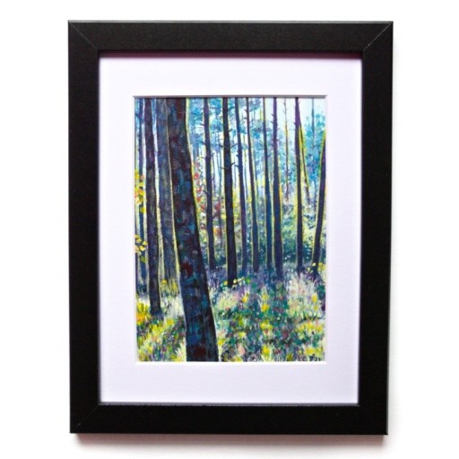 Zdjęcie oferty: Obraz ręcznie malowany pejzaż  las w ramie