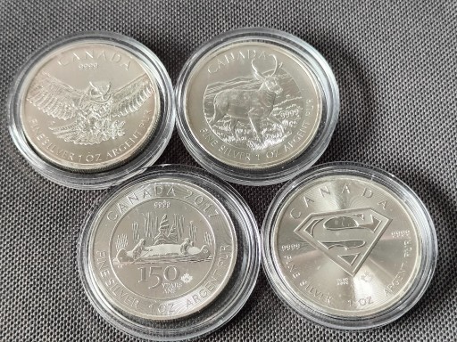 Zdjęcie oferty: 4 Srebrne monety Kanadyjskie  +3 x rok małpy