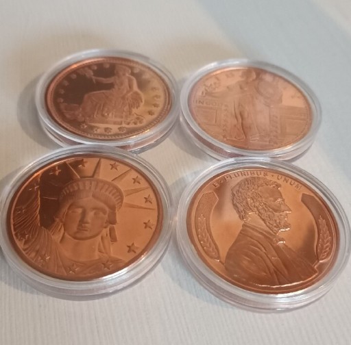 Zdjęcie oferty: Monety 4 szt. Uncja Miedzi Copper 999 Fine Stan I