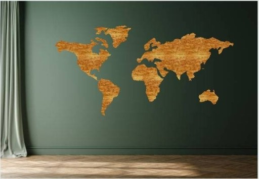 Zdjęcie oferty: Drewniana mapa świata 120cm x 60cm+ szablon 