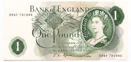 Zdjęcie oferty: Banknot 1 funt Wielka Brytania - Anglia 1960 P.374