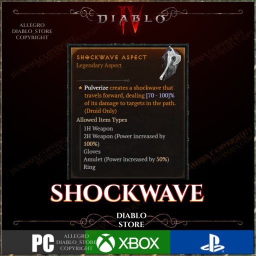 Zdjęcie oferty: Diablo 4 Aspekt Shockwave Sezon 4 Druid Pulverize