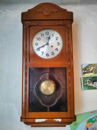Zdjęcie oferty: Stary drewniany zegar ścienny duży PEKO