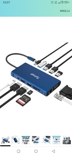Zdjęcie oferty: Hub USB-C 12w1 [ HDMI 4K, VGA 1080p@60Hz, USB3.0 ]