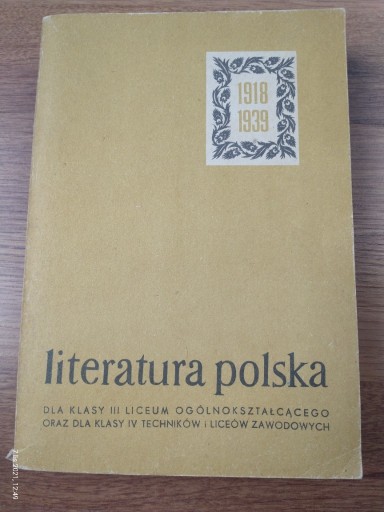 Zdjęcie oferty: Literatura polska lat 1918-1939 - R. Matuszewski