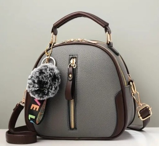 Zdjęcie oferty: Torebka cross body kuferek z doczepianym paskiem szara pompon