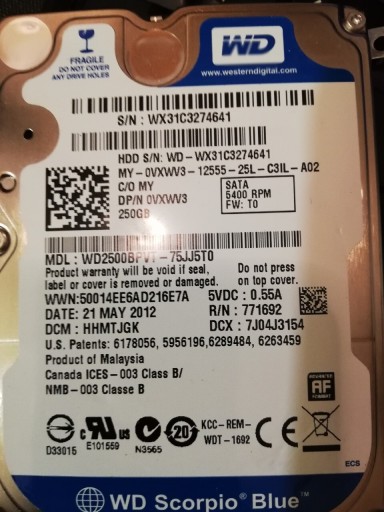 Zdjęcie oferty: Samsung 250 GB bez badań sektorów