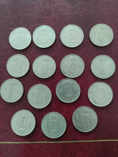 Zdjęcie oferty: Belgia 1 frank 1950-1979 , 15 roczników 