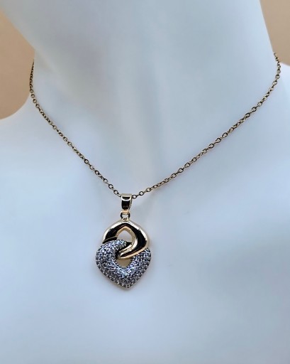 Zdjęcie oferty: Naszyjnik stal chirurgiczna złoto srebrne serce 40 cm [N004]