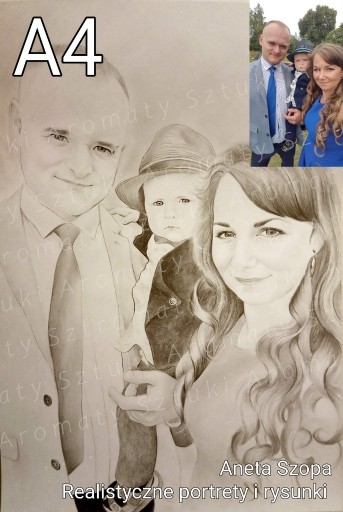Zdjęcie oferty: Portret ze zdjęcia  A4, 3 osoby, ołówkiem