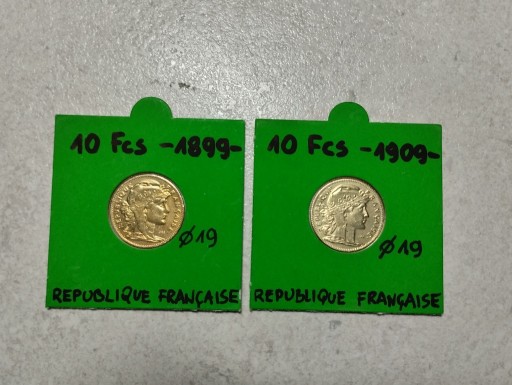 Zdjęcie oferty: zestaw 2 x 10 franków 1899 i 1909 FRANCJA