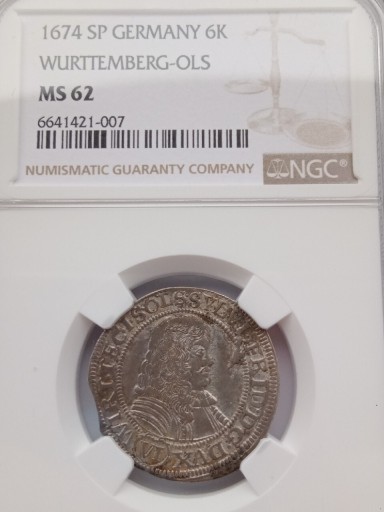 Zdjęcie oferty: 6 krajcarów 1674 Wurttemberg Niemcy NGC MS62