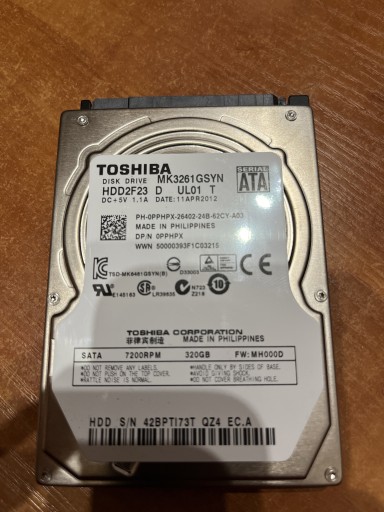 Zdjęcie oferty: Dysk laptop Toshiba 320 gb 