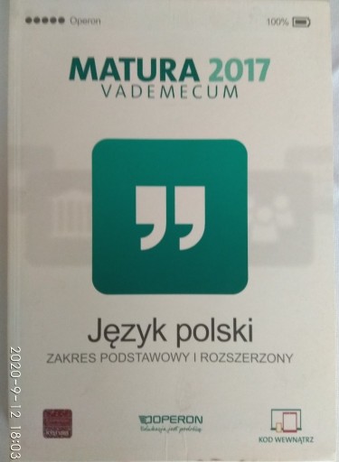Zdjęcie oferty: Vademecum Matura 2017 Język polski Operon