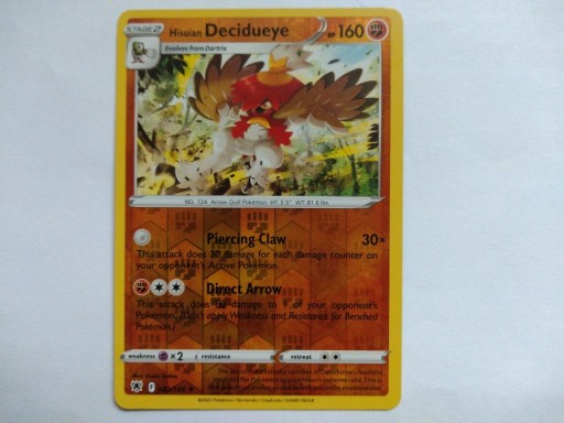 Zdjęcie oferty: Karta Pokemon Hisuian Decidueye 082 Reverse Holo