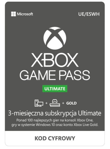 Zdjęcie oferty: XBOX GAME PASS ULTIMATE 3 MIESIĄCE KOD/KLUCZ