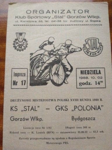 Zdjęcie oferty: DMP Stal Gorzów -Polonia Bydgoszcz 1988