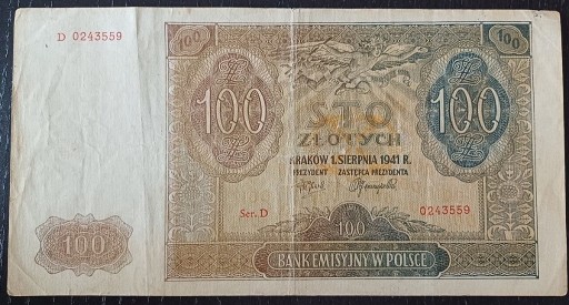 Zdjęcie oferty: 100 zł 1941 seria D 